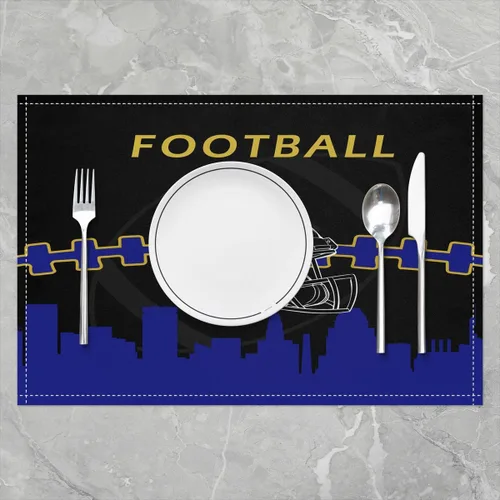 Vista 2 de Erosebridal Juego de 4 manteles individuales personalizados de fútbol de 12 x 18 pulgadas, manteles individuales para adultos, manteles individuales