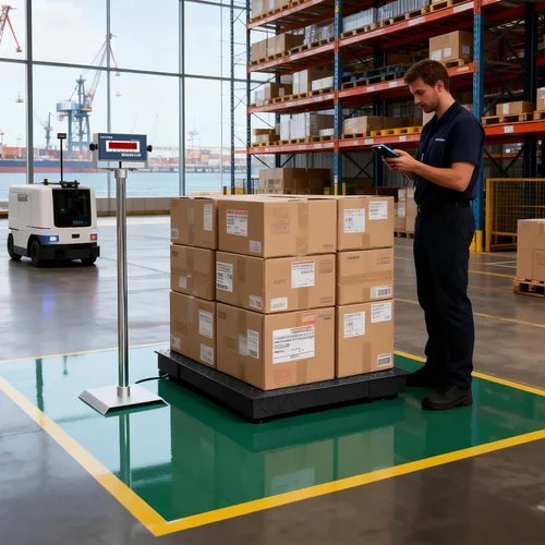 Vista 7 de Báscula industrial de piso de 24 x 24 pulgadas, báscula de palet de precisión con indicador digital, báscula de pesaje resistente para banco de piso