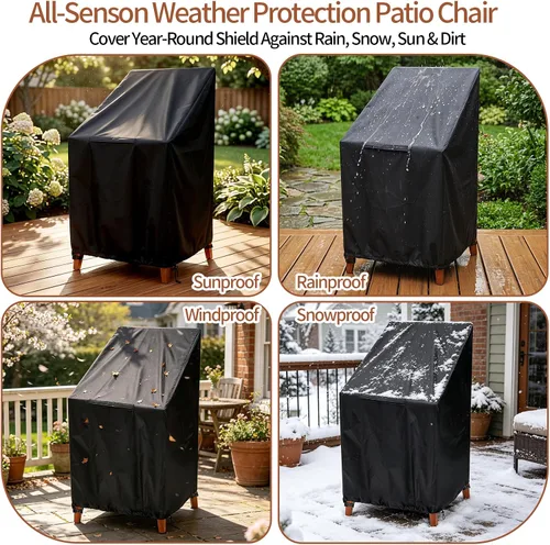 Vista 7 de Fundas para sillas de exterior, 25 x 25 x 47 pulgadas, fundas para sillas