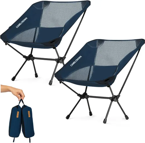 Vista 9 de CAMEL CROWN Silla de camping resistente para mochileros, silla plegable ultraligera con bolsa de transporte, portátil compacta para exteriores