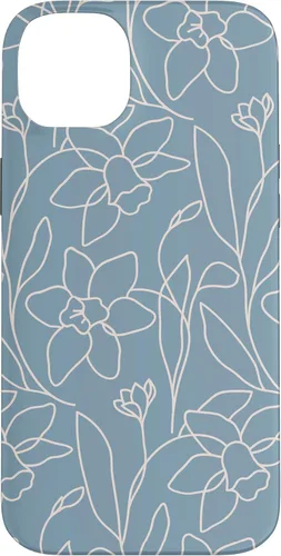 Vista 15 de Poppy Flower Line Art Modern Leaves Boho Light Blue Case for iPhone 17