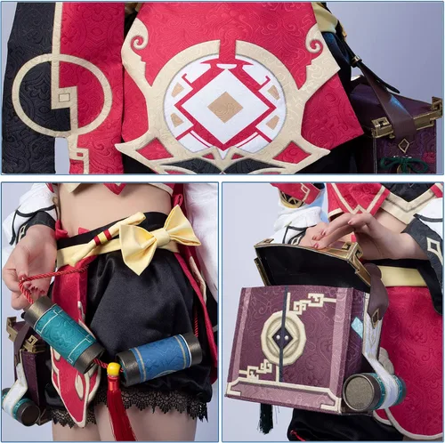 Vista 5 de Cosfun Genshin Impact Yanfei - Disfraz de cosplay Jacquard versión C00480