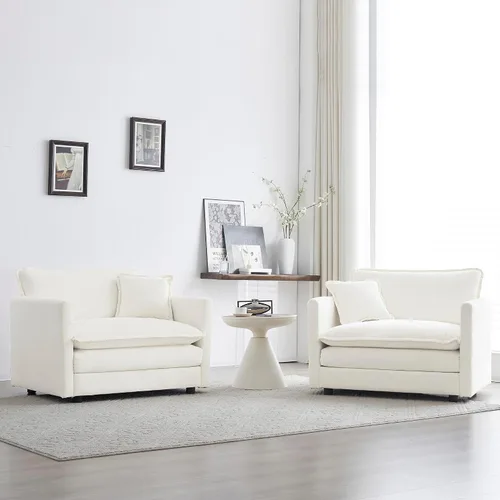 Vista 5 de mikibama Sofá de una plaza de 41.4 pulgadas, sillón cómodo tapizado profundo de chenilla con almohada decorativa para sala de estar, dormitorio