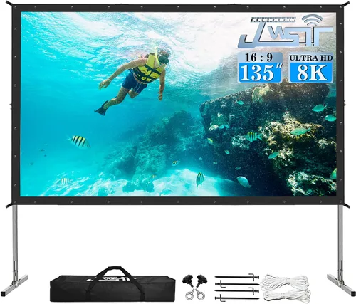 Vista 7 de Pantalla de Proyector para Interiores, JWSIT Pantalla de Cine para Exteriores de 100 pulgadas - PVC Mejorado de 3 Capas 16:9 Pantalla de Proyector
