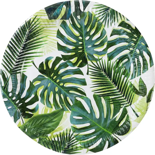 Vista 4 de Talking Tables 8 tazas de papel de hoja de palma tropical para fiesta, perfectas para barbacoas de verano, Luau hawaiano, cumpleaños de la selva