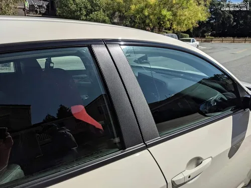 Vista 9 de x xotic tech Calcomanía precortada para cubierta de ventana lateral de poste de pilar, compatible con Toyota Rav4 2013-2018 (vinilo de carbono)