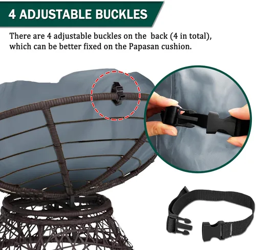 Vista 3 de Funda de cojín Papasan impermeable solamente, (para fundas de cojín de silla Papasan de 47 a 55 pulgadas) diseño de cremallera gris para un fácil