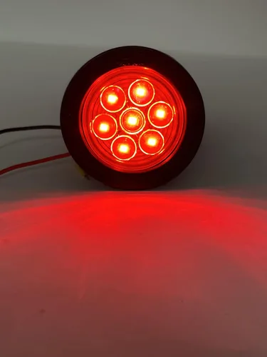 Vista 6 de 10 luces LED redondas rojas de 2 pulgadas para remolque, 7 luces LED [DOT FMVSS 108] [SAE P2] [lente reflector] [ojal] [montaje empotrado]