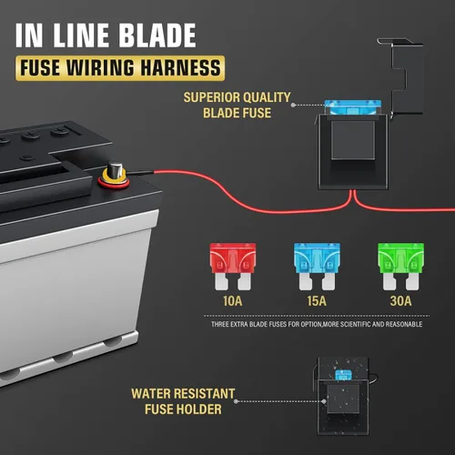 Vista 2 de RIGIDON Kit de mazo de cables de barra de luz LED, interruptor basculante de 12 V, 18 AWG, relé de alimentación, cable automotriz para barra de luz