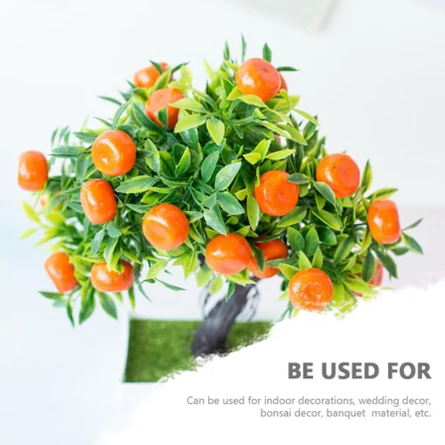 Vista 5 de Cabilock - Bonsái de árbol de kumquat simulado de 10.23 x 8.66 x 3.93 pulgadas, planta falsa en maceta para interiores, hogar, oficina, boda