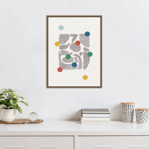 Vista 5 de Amanti Art Framed Canvas Wall Art 24x18 Retro Dots and Paper by THE MIUUS STUDIO, Framed Wall Art Canvas, Abstract Artwork, Traditional Decor