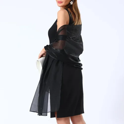 Vista 5 de Savgkoyt Chales y envolturas para vestidos de noche para mujer, chales brillantes para invitados de boda, chal ligero para dama de honor, bufandas