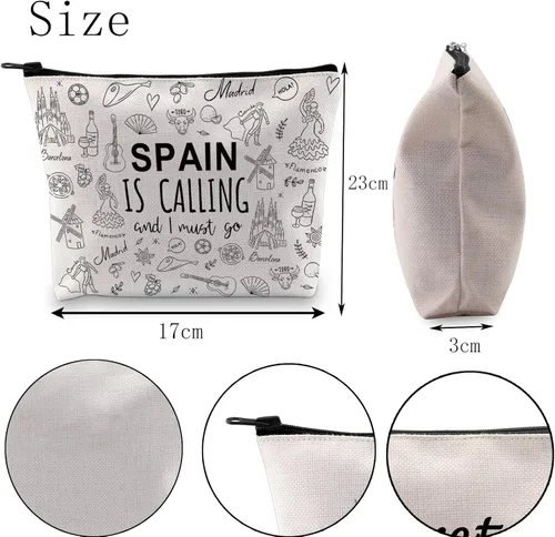 Vista 2 de POFULL España Regalo de viaje familiar España está llamando y debo ir bolsa de cosméticos Regalo de luna de miel española, España llama bolsa