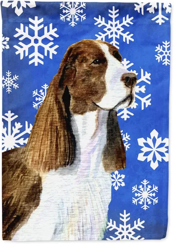 Vista 32 de Caroline's Treasures SC9374GF Bulldog English Snow flakes Holiday Garden Flag Buzón Bandera decorativa para patio exterior, patio, obras de arte