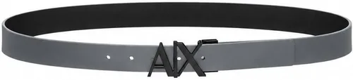 Vista 6 de Armani Exchange Cinturón de bisagra reversible con hebilla dorada para hombre Halcón Negro
