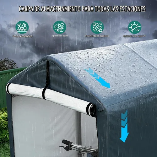 Vista 3 de GARTOO - Refugio portátil independiente para bicicletas al aire libre de 6 x 3 pies - Cobertizo para bicicletas con puerta enrollable y ventana
