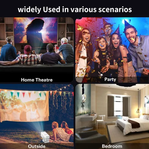 Vista 7 de 【Keystone automático】Mini proyector PONER SAUND portátil proyector nativo 1080P 300 ANSI, soporte 4K rotación de 180°, película