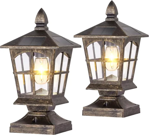 Vista 11 de Brightever 4x4 Post Solar Lights with Warm White Edison Bulb, 1 Pack Black Negro