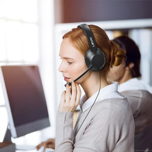 Vista 7 de LEVN Auriculares con micrófono, auriculares USB con micrófono para PC, auriculares con micrófono para PC con micrófono con cancelación de ruido
