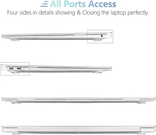 Vista 7 de MEEgoodo Funda para MacBook Air de 13 pulgadas 2021 2020 2019 2018 lanzada A2337 M1 A2179 A1932 con Touch ID, carcasa rígida de plástico y cubierta