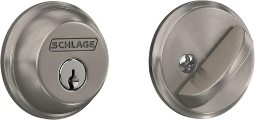 Vista 22 de Schlage Single Cylinder Front Door Deadbolt, Aged Bronze Cerrojo de un solo cilindro con llave exterior y giro en el interior, ajuste universal