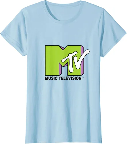 Vista 22 de Camiseta de tratamiento de relleno con logotipo MTV verde lima y morado, Negro, S Azul Marino