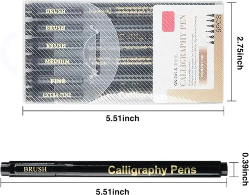 Vista 2 de SAYEEC Bolígrafos de caligrafía, bolígrafos de letras recargables a mano, juego de marcadores de caligrafía de tinta negra para escribir diario