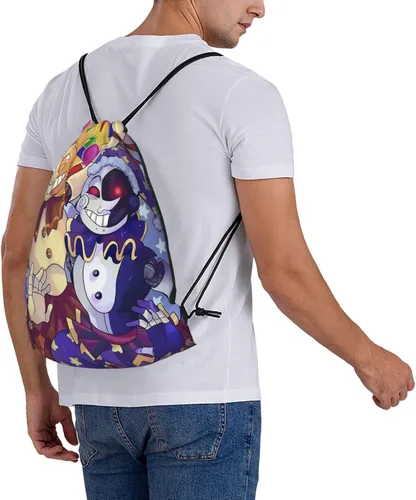 Vista 9 de Mochila con cordón ajustable, bolsa de gimnasio, bolsa de cuerda impermeable, bolsa de yoga deportiva, Blanco-3