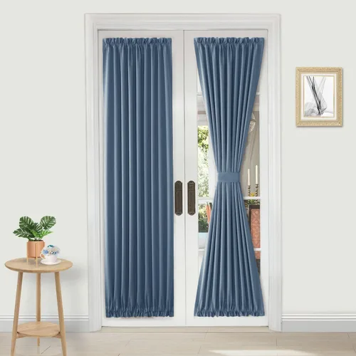 Vista 52 de DWCN Cortinas para Puertas Francesas – Cortinas opacas térmicas con bolsillo para barra para puertas con ventana de cristal, puertas de cocina