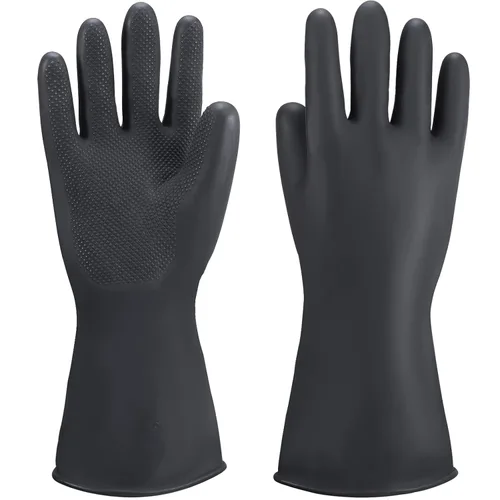 Vista 11 de Guantes Resistentes a Productos Químicos, 14" de Largo Negro Impermeables Resistentes a Álcali/Ácido/Aceite Reutilizables Guantes de Goma