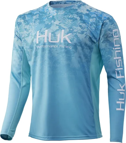 Vista 33 de HUK Camisa de manga larga Icon X para hombre, camisa de pesca de alto rendimiento Azul celeste