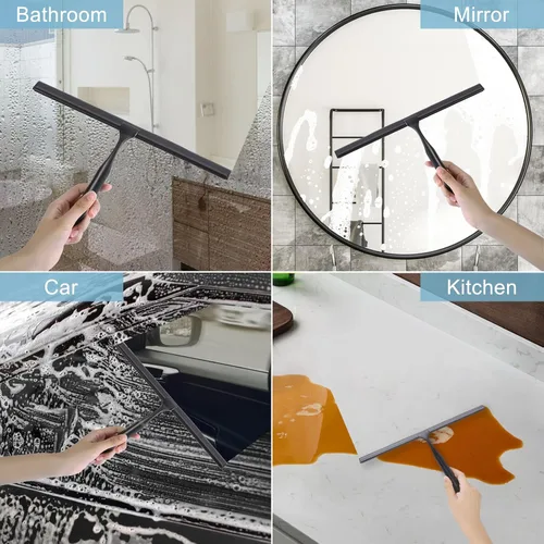 Vista 7 de LUXEAR Escobilla de ducha, escobilla de 12 pulgadas para puerta de cristal de ducha, escobilla de acero inoxidable multiusos para baño, puertas
