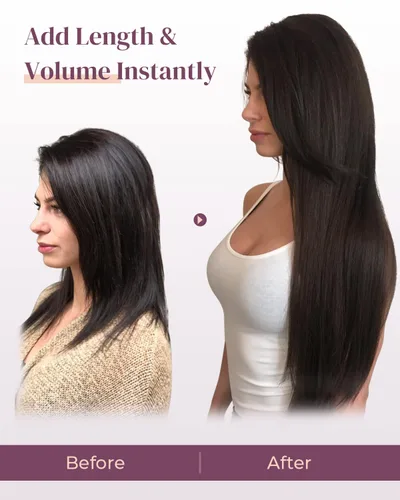 Vista 6 de LONAI 6 extensiones de cabello con clip, 24 pulgadas de largo, lacio, sintético, postizo para mujer, rubio ceniza natural