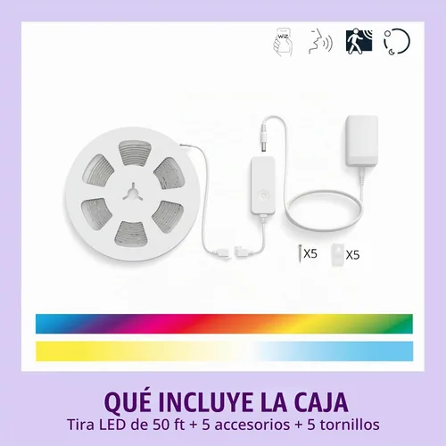 Vista 2 de Tira de luz inteligente WiZ Connected, Automatización de puesta de sol/amanecer, Modos preestablecidos, Control con voz o aplicación, Iluminación