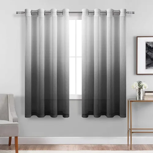 Vista 52 de DWCN Cortinas Transparentes Ombré - Cortinas de Lino Sintético con Gradiente Semi Voile con Ojales en la Parte Superior para Dormitorio y Sala