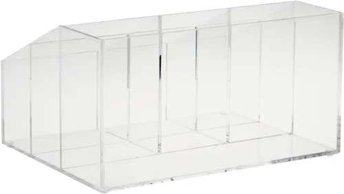 Vista 6 de Bright Creations Organizador de escritorio acrílico con 7 compartimentos, transparente, 8.7 x 6.5 x 4.52 pulgadas, organizador de escritorio de 7