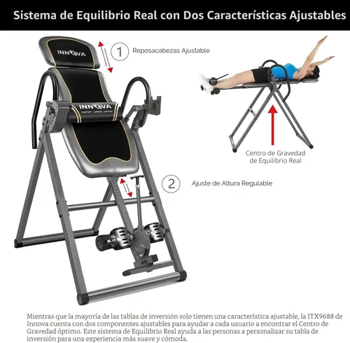 Vista 5 de Innova Health and Fitness Inversion Table with Adjustable Headrest, Reversible Ankle Holders, and 300 lb Weight Capacity