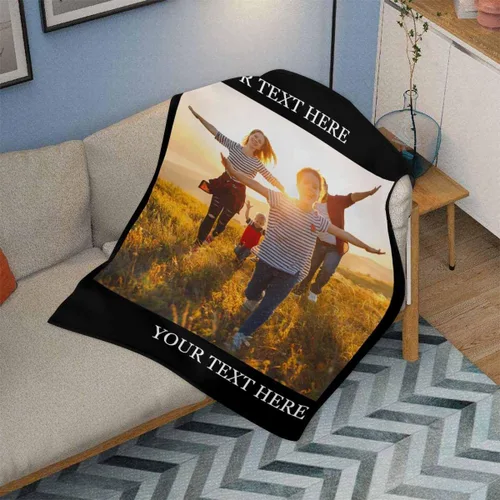Vista 4 de Artsadd Mantas personalizadas con imágenes y texto con mis propias fotos para padres, niños, perros, mejores amigos o parejas, manta personalizada