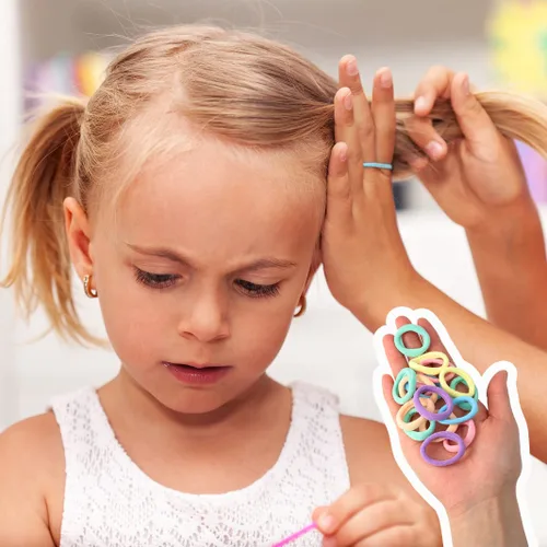 Vista 2 de 200 lazos para el pelo de bebé, bandas de algodón suave sin costuras para niñas pequeñas 1 pulgada, multicolor, suave con el cabello, fuerte
