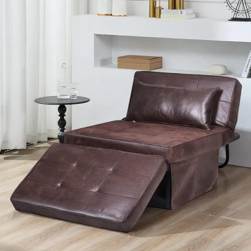 Vista 9 de Sofá Cama, 4 en 1 Otomana Plegable Multifunción de Lino Transpirable Cama Sofá con Respaldo Ajustable Silla Convertible Moderna para Sala de Estar