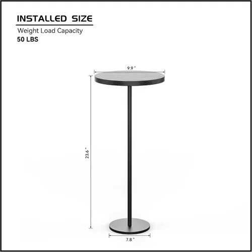 Vista 2 de Mesa auxiliar pequeña, mesa redonda de metal, diámetro de escritorio de 9.99 pulgadas para sala de estar, dormitorio, espacios pequeños, sofá