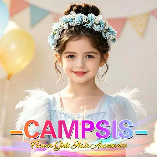 Vista 7 de Campsis - Diadema de perlas brillantes con diamantes de imitación para niña