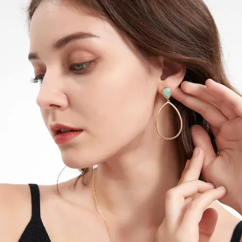 Vista 2 de G&GEMSJEW Gold Dangle Earrings for Women, 14K Gold Plated Gemstone Earrings