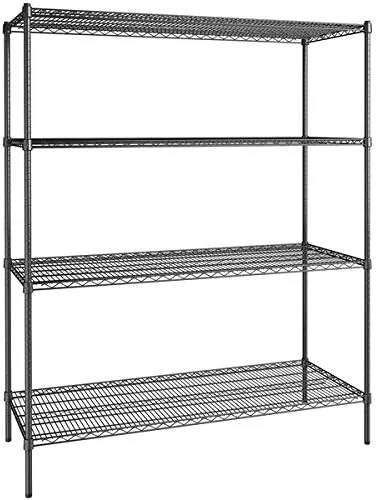 Vista 284 de Kit de 4 estantes de epoxi verde NSF de 21 x 72 pulgadas con postes de 86 pulgadas, estantería de almacenamiento resistente, kit de estantería