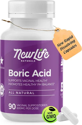 Vista 7 de NewLife Naturals - Supositorios de ácido bórico para mujeres píldoras de equilibrio de pH - 600 mg - Cuidado femenino - Descarga de picazón de olor