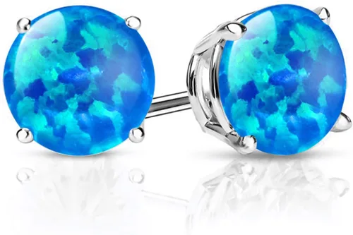 Vista 97 de Gem Stone King Aretes de plata de ley 925 con piedra natal redonda de 0.276 in para mujer