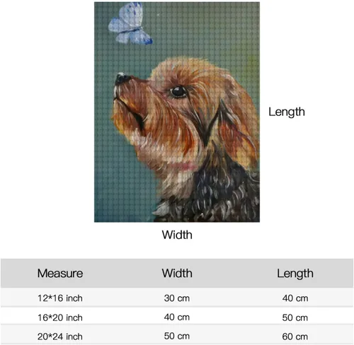 Vista 7 de LIANPO Pintura de diamantes 5D Yorkshire Terrier, pintura con diamantes, arte de acuarela, perro y mariposa, por números, diamantes de imitación