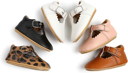 Vista 2 de myppgg Zapatos planos Mary Jane para bebé niña, con lazo brillante, vestido de princesa, zapatos de cuna antideslizantes para niños pequeños que