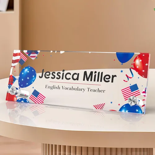 Vista 7 de Placa de identificación personalizada para escritorio, decoración de oficina de acrílico transparente con diseño de flores, decoraciones