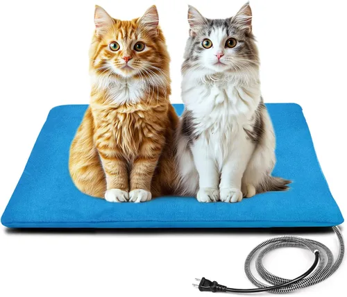 Vista 11 de Almohadilla térmica para mascotas al aire libre para perros y gatos, cama calefactada impermeable para perros y gatos de varios tamaños para Azul
